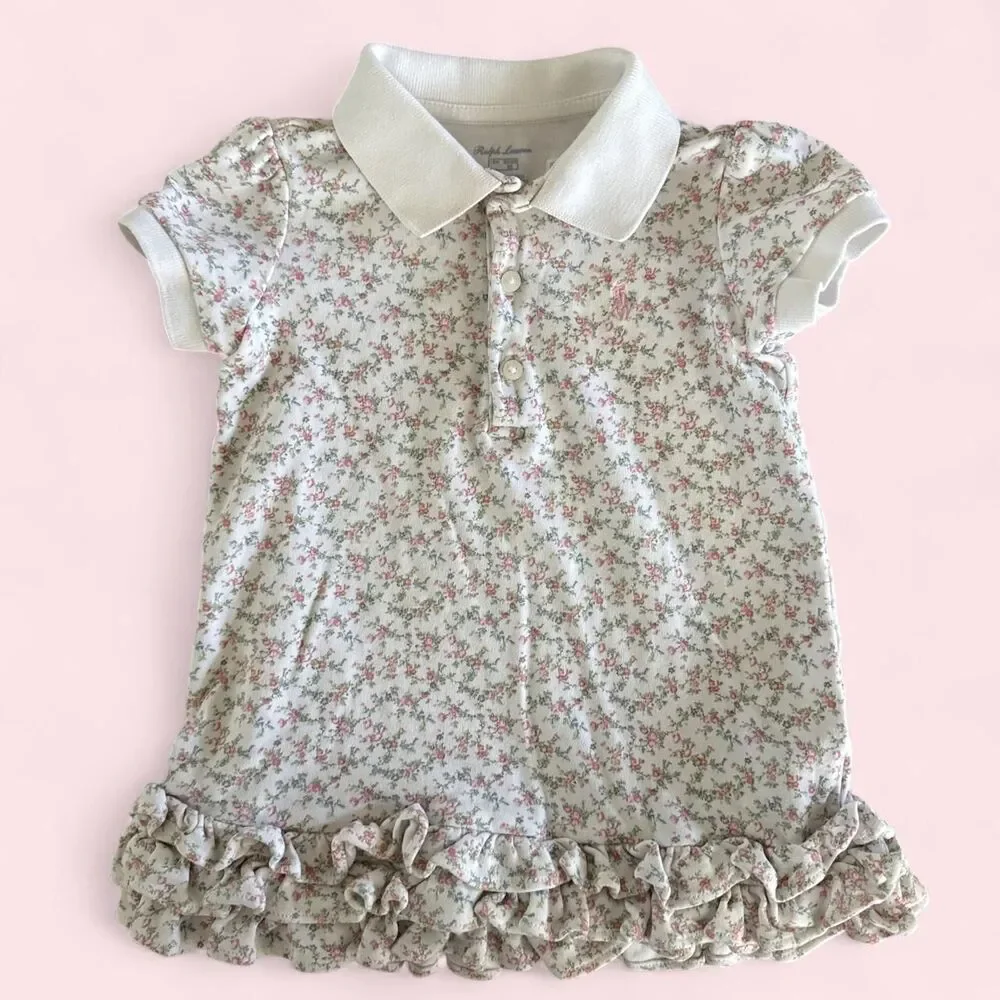 Ralph Lauren Baby Girls Floral Polo Dress & Bloomers Set | Pink Pony | 18 Months